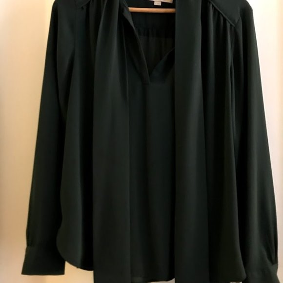Bow tie emerald blouse (size M, Ann Taylor) - Picture 3 of 3